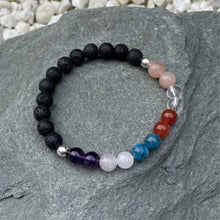 Load image into Gallery viewer, Weight loss beaded gemstone bracelet with lava outside

