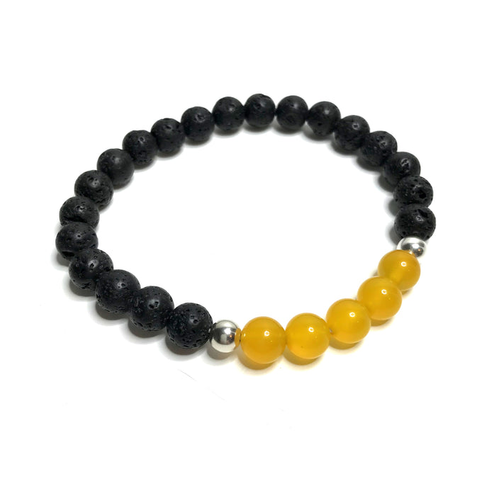 Yellow agate bracelet with lava rock