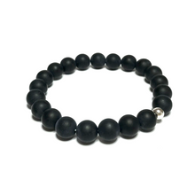 Load image into Gallery viewer, Handmade 10mm matte onyx bracelet on white background
