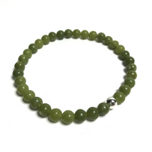 Load image into Gallery viewer, Handmade 6mm nephrite jade bracelet on white background
