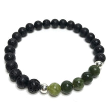 Load image into Gallery viewer, Nephrite Jade Bracelet with Lava Rock

