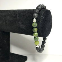 Load image into Gallery viewer, Nephrite Jade with Lava Rock Bracelet
